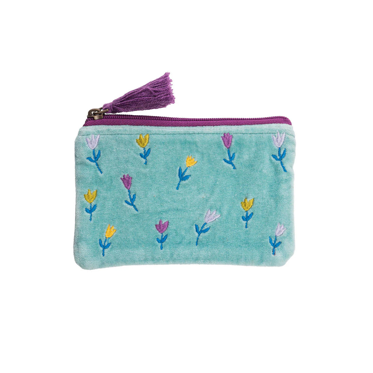 Samttäschchen - Blaue Blüten