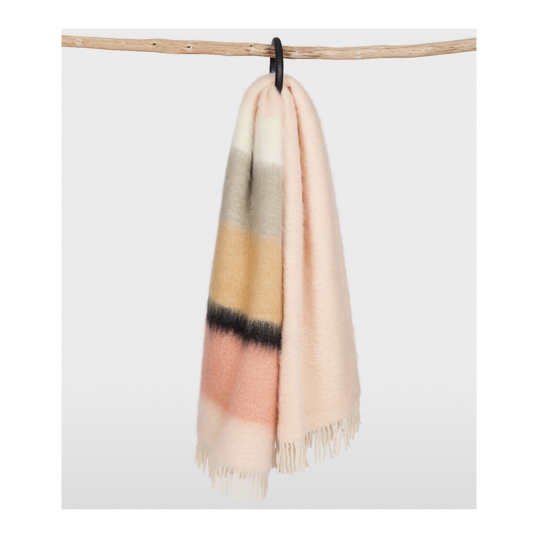 Mantas Ezcaray Decke Mohair - hellgrau rosa - 130x200
